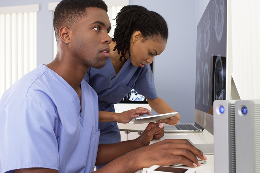 medical professionals working in an office