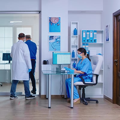 medical technician working in a doctor's office